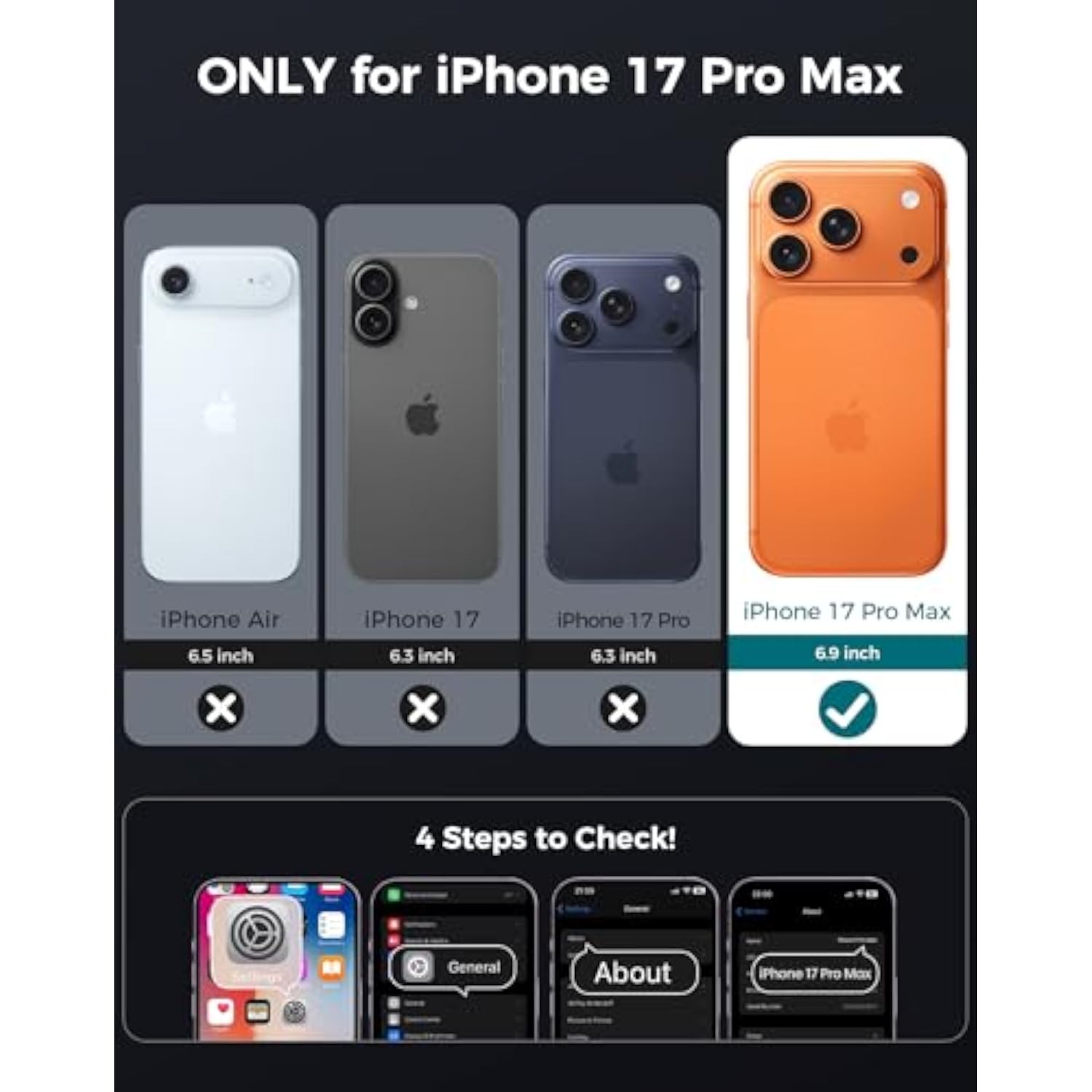 3 in 1 Protective Case for iPhone 17 Pro Max with Privacy Screen Protector