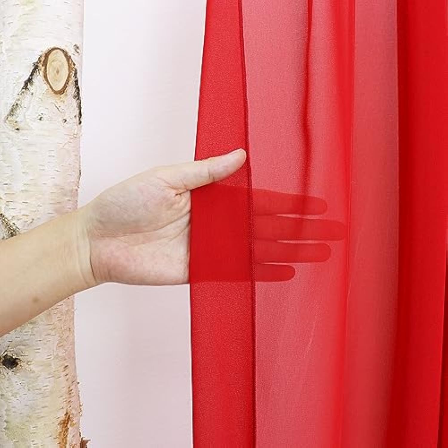 Red Wedding Arch Draping Fabric 20ft Sheer Chiffon Panel Backdrop for Ceremony
