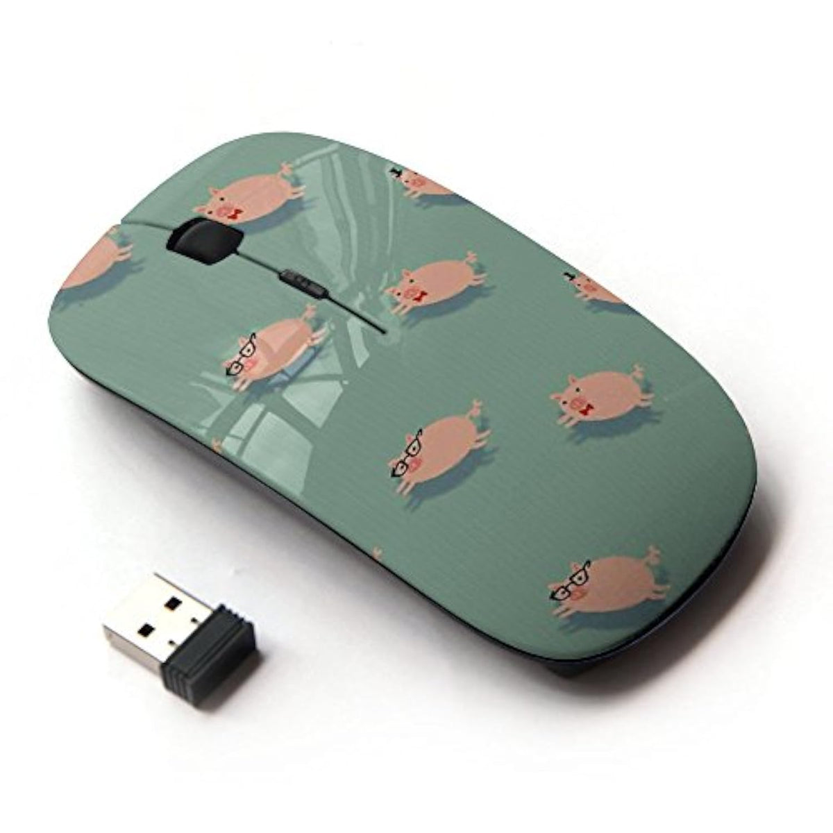 [ Optical 2.4G Wireless Mouse [ Pig Cute Teal Pink Animal Pet Pattern ]