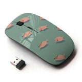 [ Optical 2.4G Wireless Mouse [ Pig Cute Teal Pink Animal Pet Pattern ]