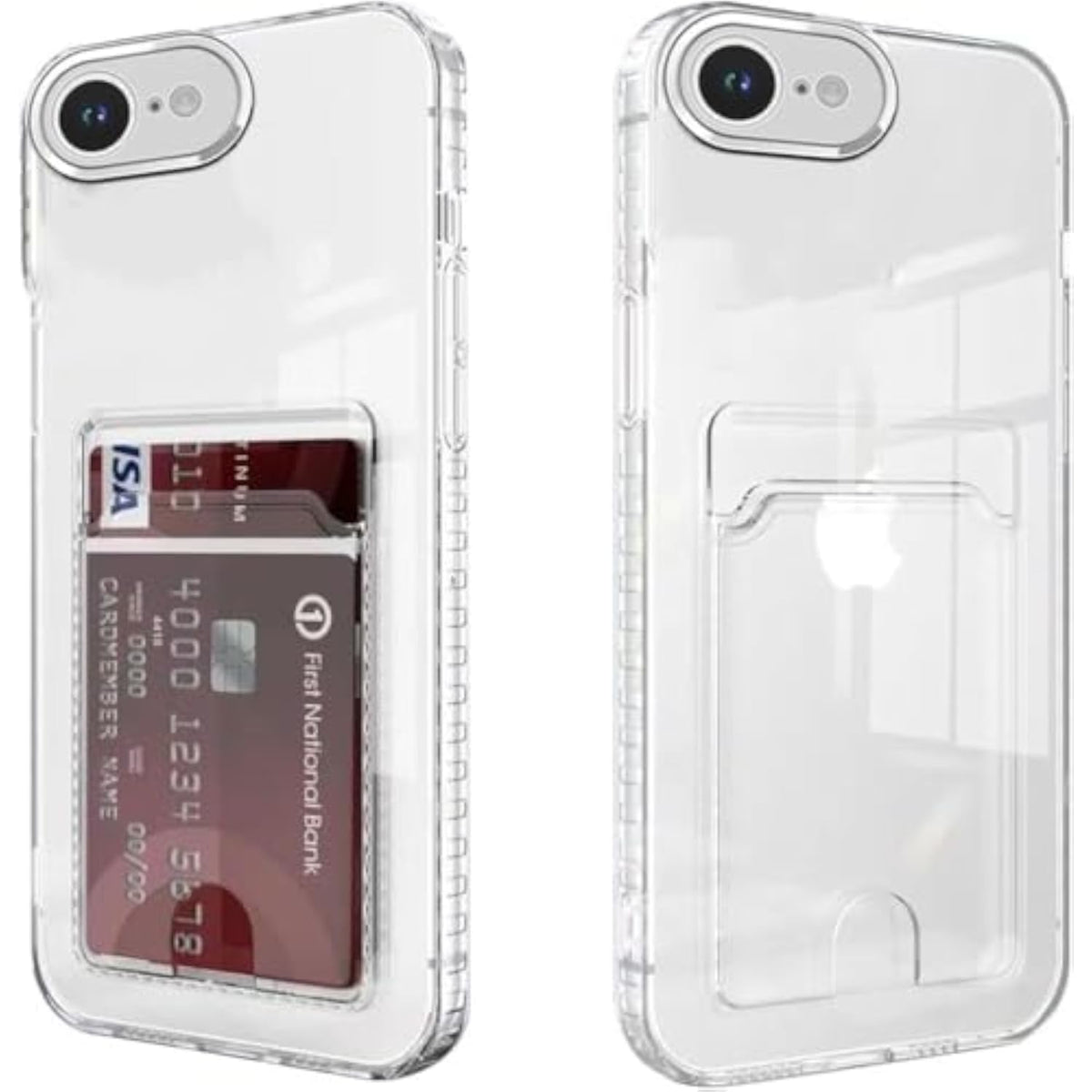 Clear Card Slot Case for iPhone 16e/iPhone 17e with Card Holder and Shockproof Protection