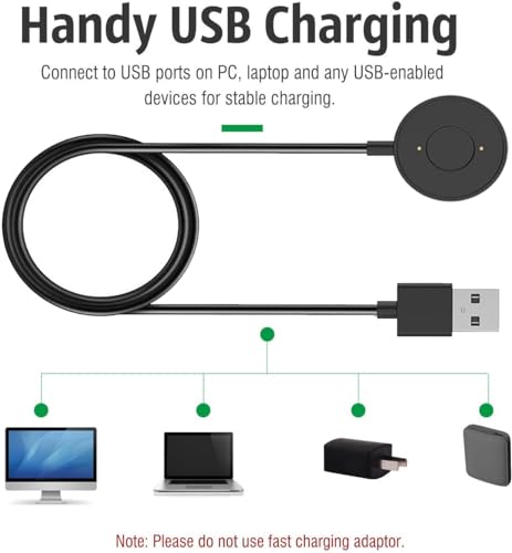 Charger Compatible with Fossil Hybrid Smartwatch HR Accessory Rapid Charger Magnetic USB Charger - 3.3 Feet (Black)