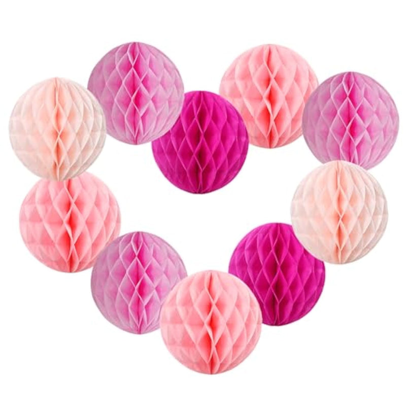 Hanging Honeycomb Decor Hot Pink Birthday Decorations Honeycomb Balls Pink Party Supplies For Valentine'S Day Anniversary Baby Shower Birthday Bridal Shower Engagement Wedding,Set Of 16