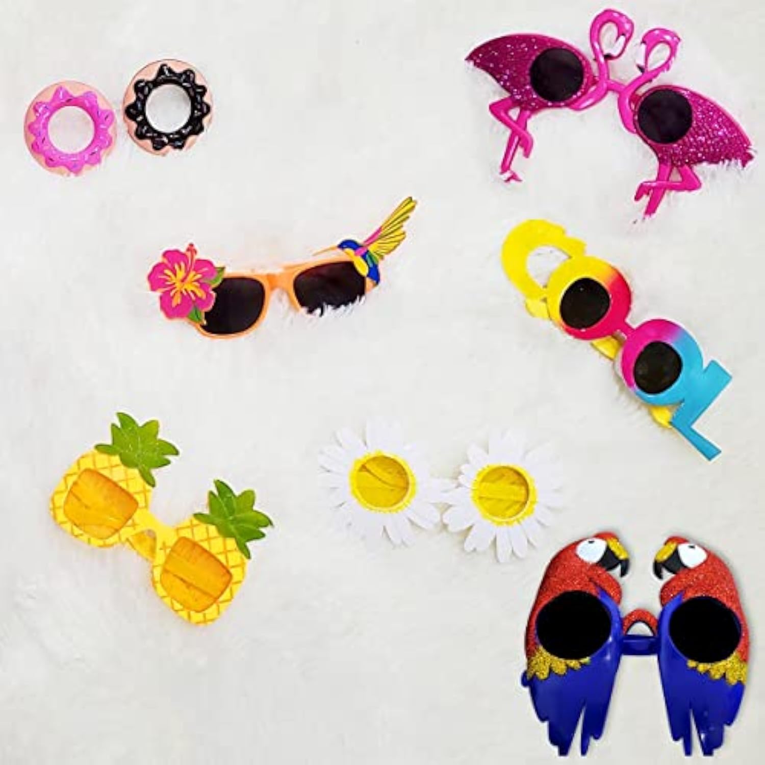 7 Pack Luau Party Glasses,Hawaiian Funny Glasses For Summer Party Supplies,Kids,Teens,Adults Beach Party Favors