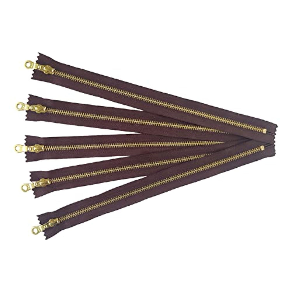 Ykk Golden Brass Metal Zippers In Dark Brown With Donut Pull - #5 Clos