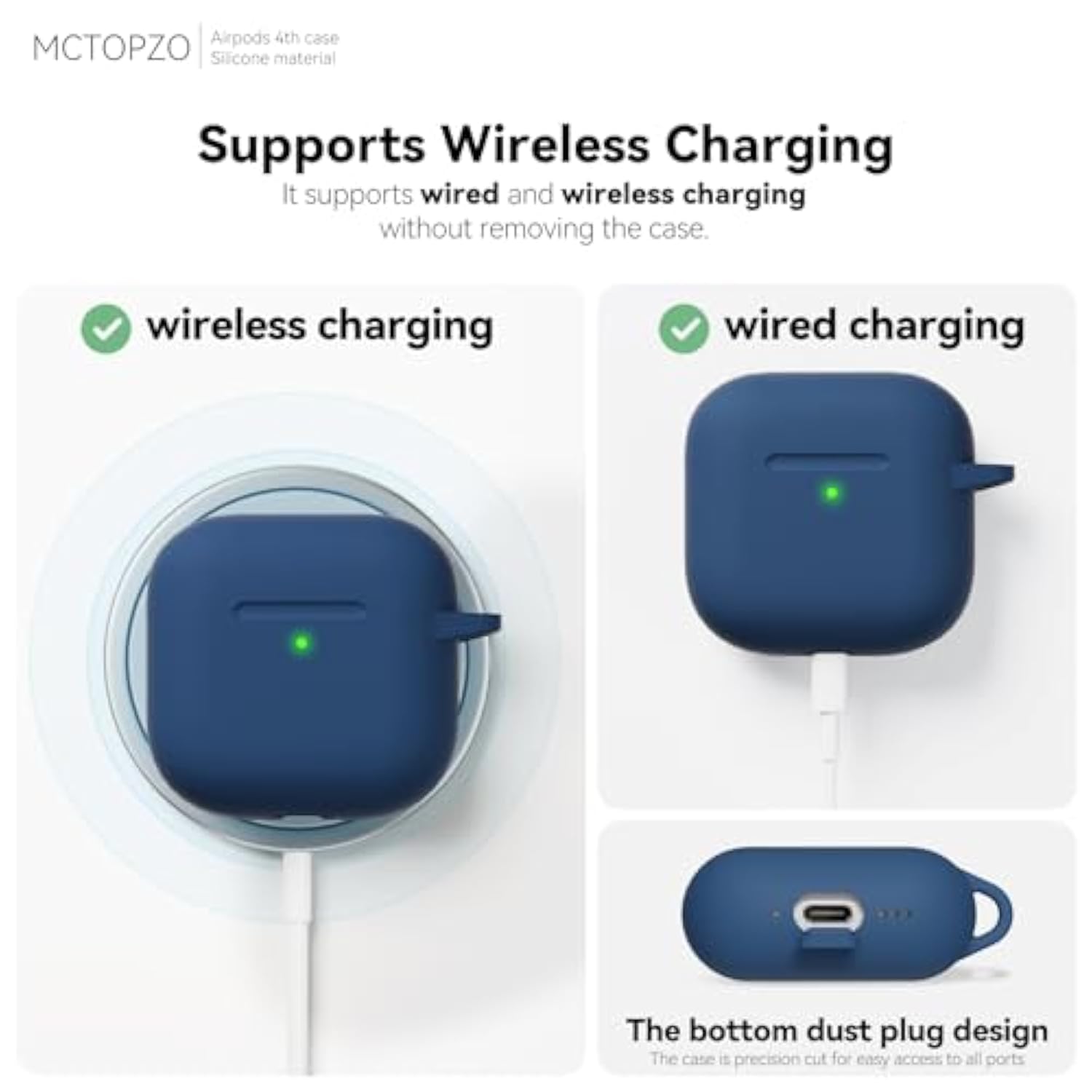 For Airpods 4 Case 2024 Come With Cleaner Kit,Soft Silicone Protective Cover For Apple Airpods 4Th Generation Cases With Keychain,Compatible With Airpod 4 Case For Women Men-Midnight Blue