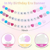 184Pcs Silver Blue Pink Purple Balloon Arch Kit with Banner and Disco Balloons