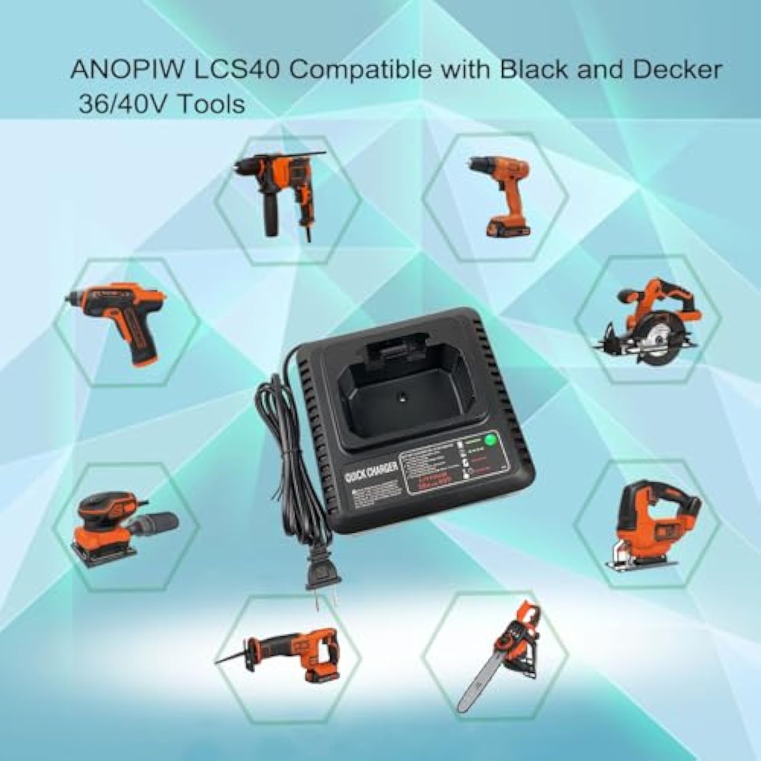 Replace Black And Decker 40V Charger Lcs36 Lcs40 Compatible With Black+Decker 36V/40V Lithium Battery Lbxr36 Lbxr2036 Lbx36 Lbx1540 Lbx2040 Lbx2540 Lst540 Lcs1240 Lst136W