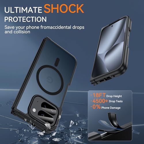 Magnetic Case For Google Pixel 10 Pro Fold, Pixel Fold Case For Magsafe Compatible Wireless Charging, Skin-Friendly & Smooth Touch, Military-Grade Shockproof & Drop-Proof Cover, Slim, Black