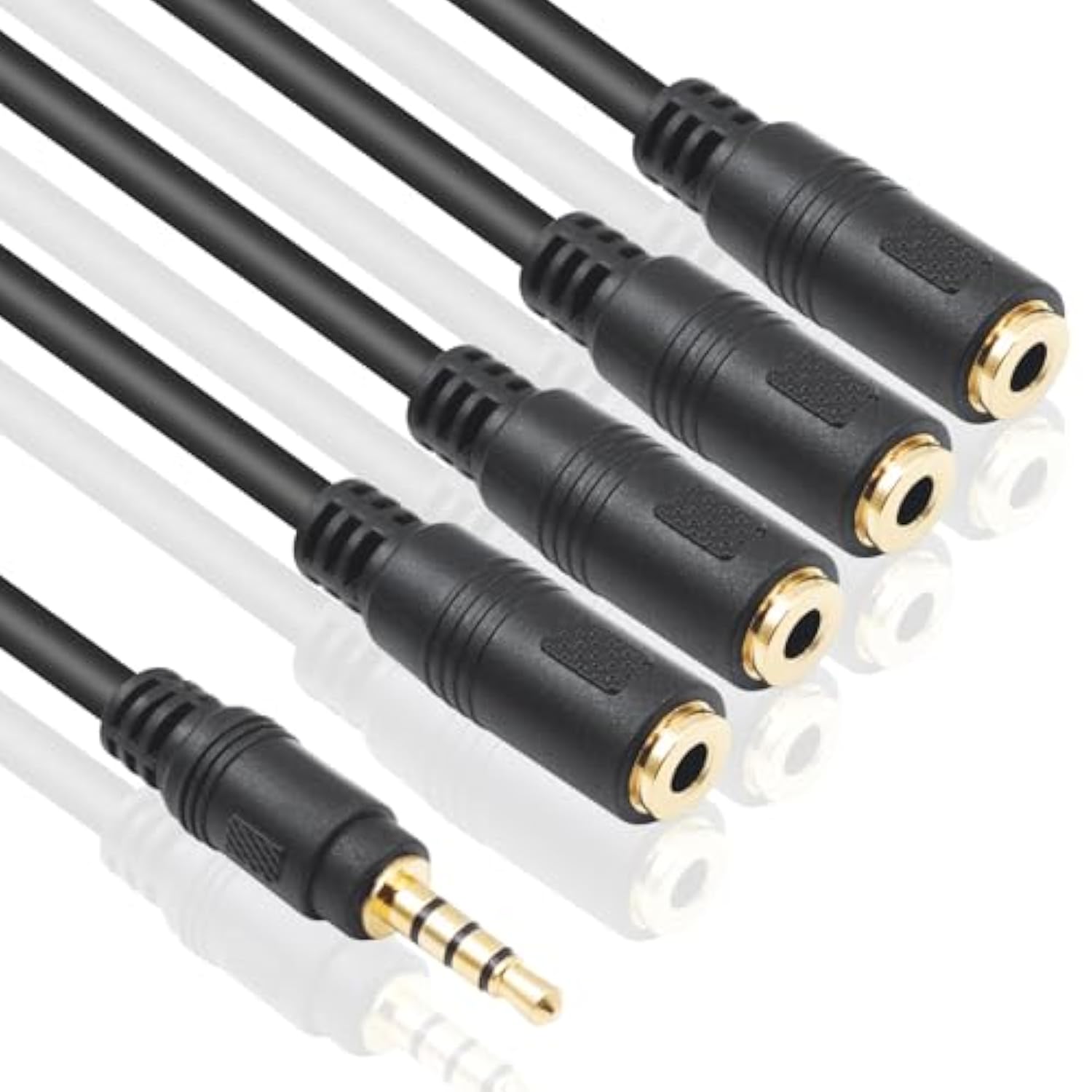 3.5Mm Splitter Mic And Audio Cable, 3.5Mm Headphone Splitter 1 To 4 Ways (1/8") Trrs Male To Female Aux Headphone Cable For Earphone & Headset Phone
