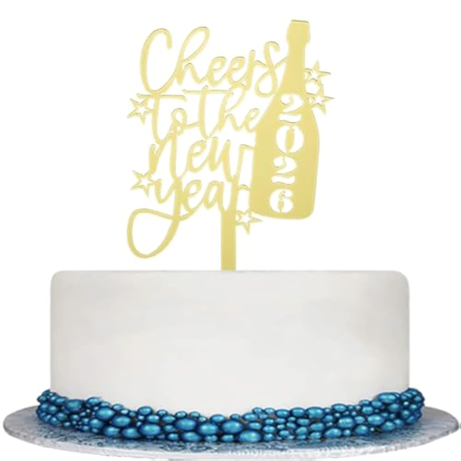 Cheers to the New Year 2026 Gold Acrylic Cake Topper