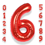 40-Inch Big Red Number 6 Foil Helium Balloon Jumbo Birthday Anniversary Decor