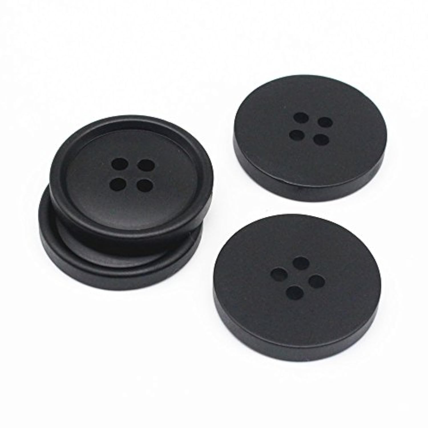 40Pcs 30Mm Black Buttons Large Resin Buttons For Diy Sewing Tailor Cra