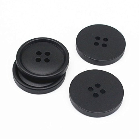 40Pcs 30Mm Black Buttons Large Resin Buttons For Diy Sewing Tailor Cra