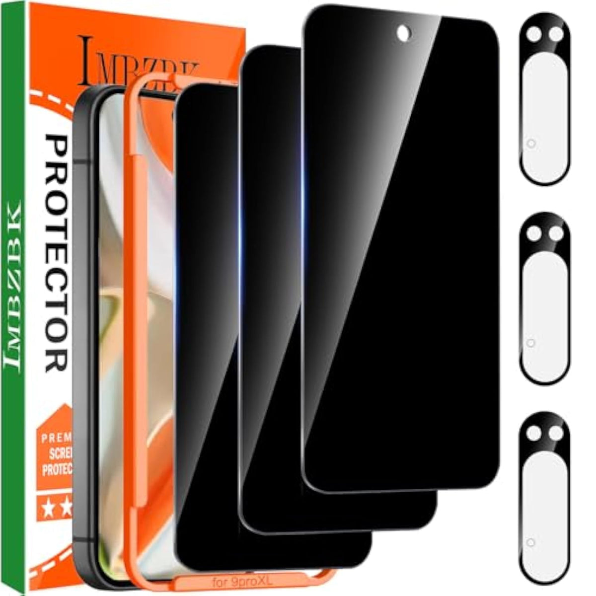 3 Pack Privacy Screen Protector For Google Pixel 9 Pro Xl Tempered Glass Accessories 3 Pack Camera Lens Protector, Anti Spy Case Friendly Protector De Pantalla For Pixel 9 Pro Xl