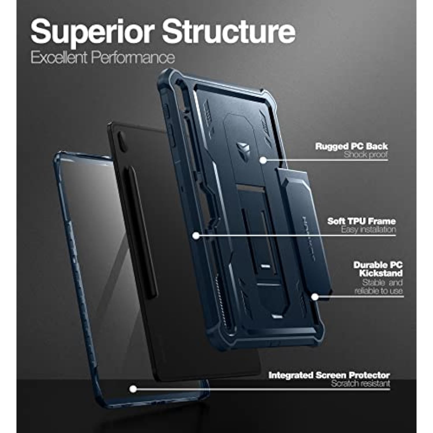 Case For Samsung Galaxy Tab S7 Fe 12.4 Inch (2021), [Built In Screen Protector