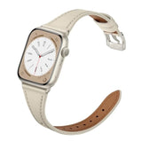 Slim Leather Bands Compatible With Apple Watch Band 42Mm 41Mm 40Mm 38Mm, Genuine Leather Replacement Strap For Iwatch Series 10/9/8/7/6/5/4/3/2/1/Se Women, Starlight/Starlight