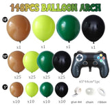 Video Game Theme Birthday Party Decorations,Green And Brown Balloon Garland Arch Kit,Green And Black Balloons With Game Controller Foil Balloon For Pixel Game Party Birthday Baby Shower Backdrop