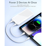 Portable-Charger-Power-Bank - 15000Mah Dual Usb Power Bank Output 5V3.1A Fast Charging Portable Charger Compatible With Smartphones And All Usb Devices (White)