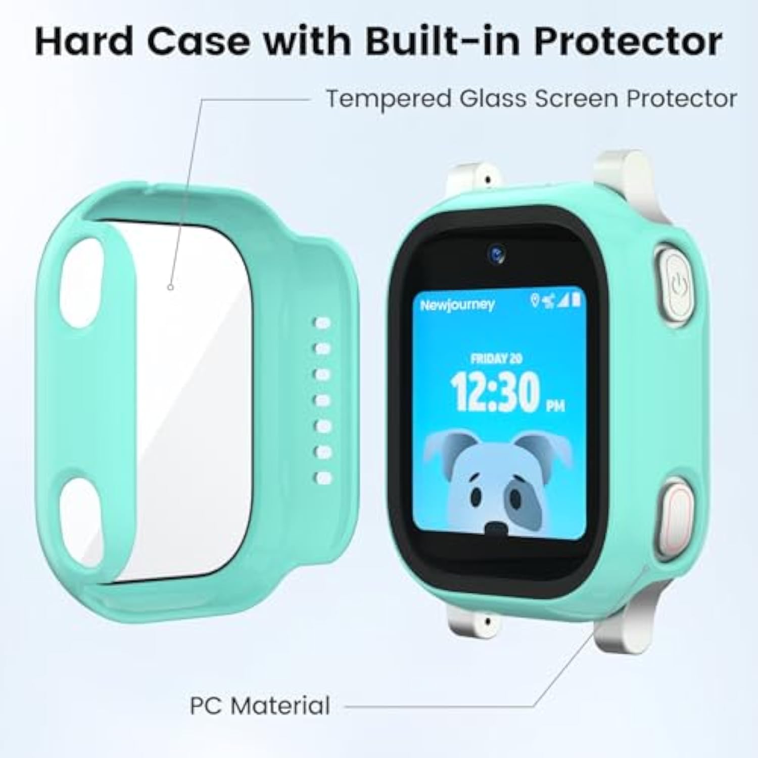 Screen Protector Compatible With At&T Amigo Jr Watch, 3 Pack Bumper Case With Scratch-Resistant Tempered Glass (Teal+Blue+Black)
