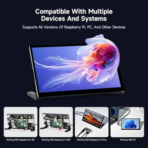 Luckfox Touchscreen For Raspberry Pi,7 Inch Hdmi 1024X600 Portable Monitor Compatible With Raspberry Pi 5/4/4B/3/3B/Zero 2 W/All Pi Version,Plug & Play Lcd Ips Display With Stand