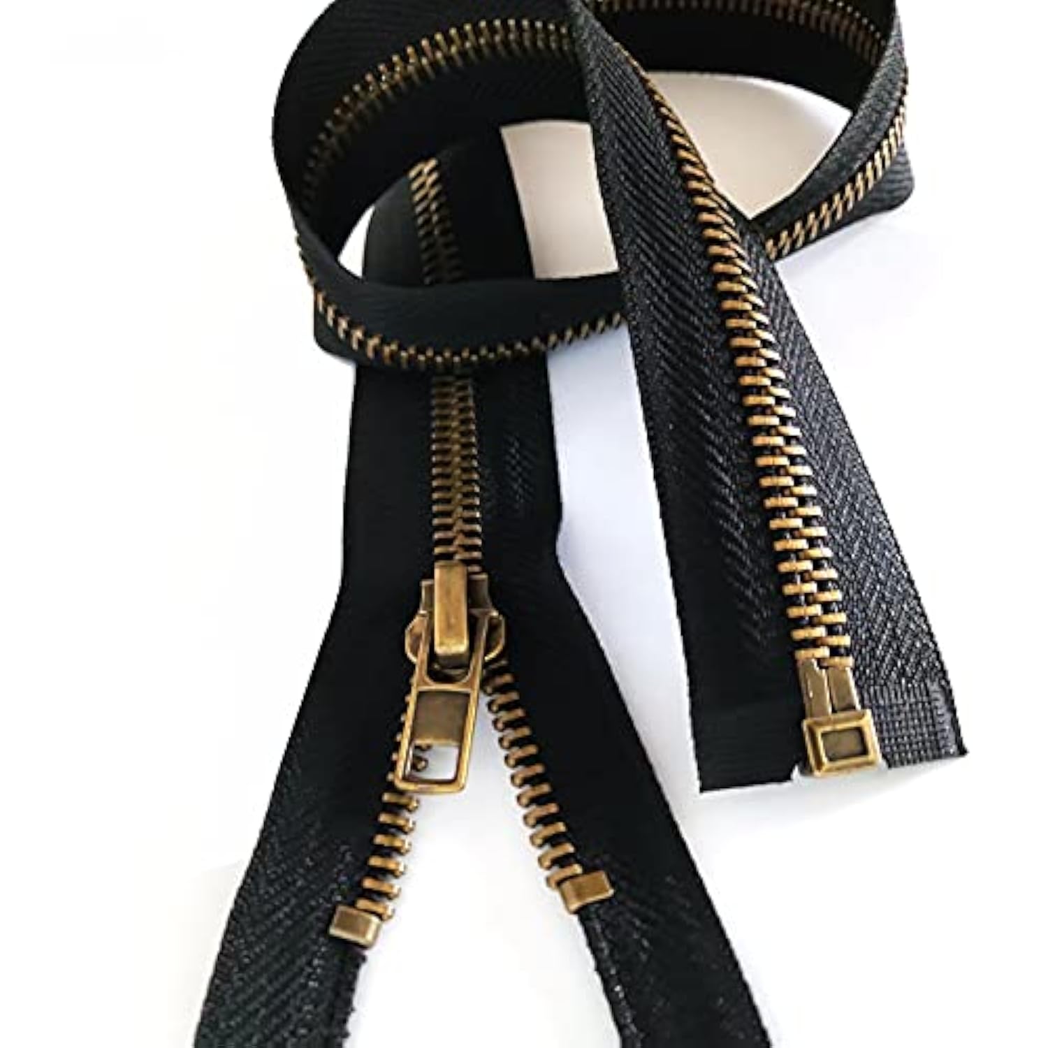 2Pcs #5 24 Inch Zippers For Jackets Sewing Coats Crafts Brass Separati