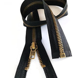 2Pcs #5 24 Inch Zippers For Jackets Sewing Coats Crafts Brass Separati