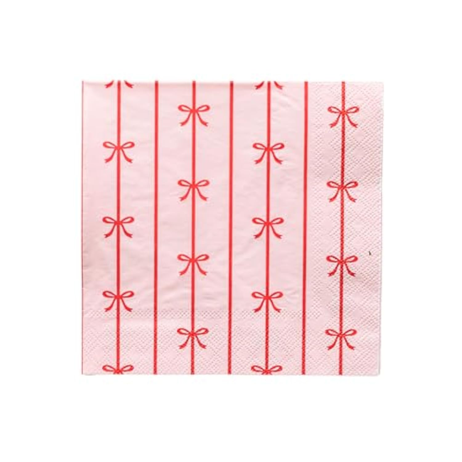 Red And Pink Bow Large Paper Napkins | Premium Party Table Decor, Holiday Decorations, Bachelorette| Happy Birthday Decorations, Lunch Napkins, 3-Ply Paper, Pack Of 20, 6.5" Folded