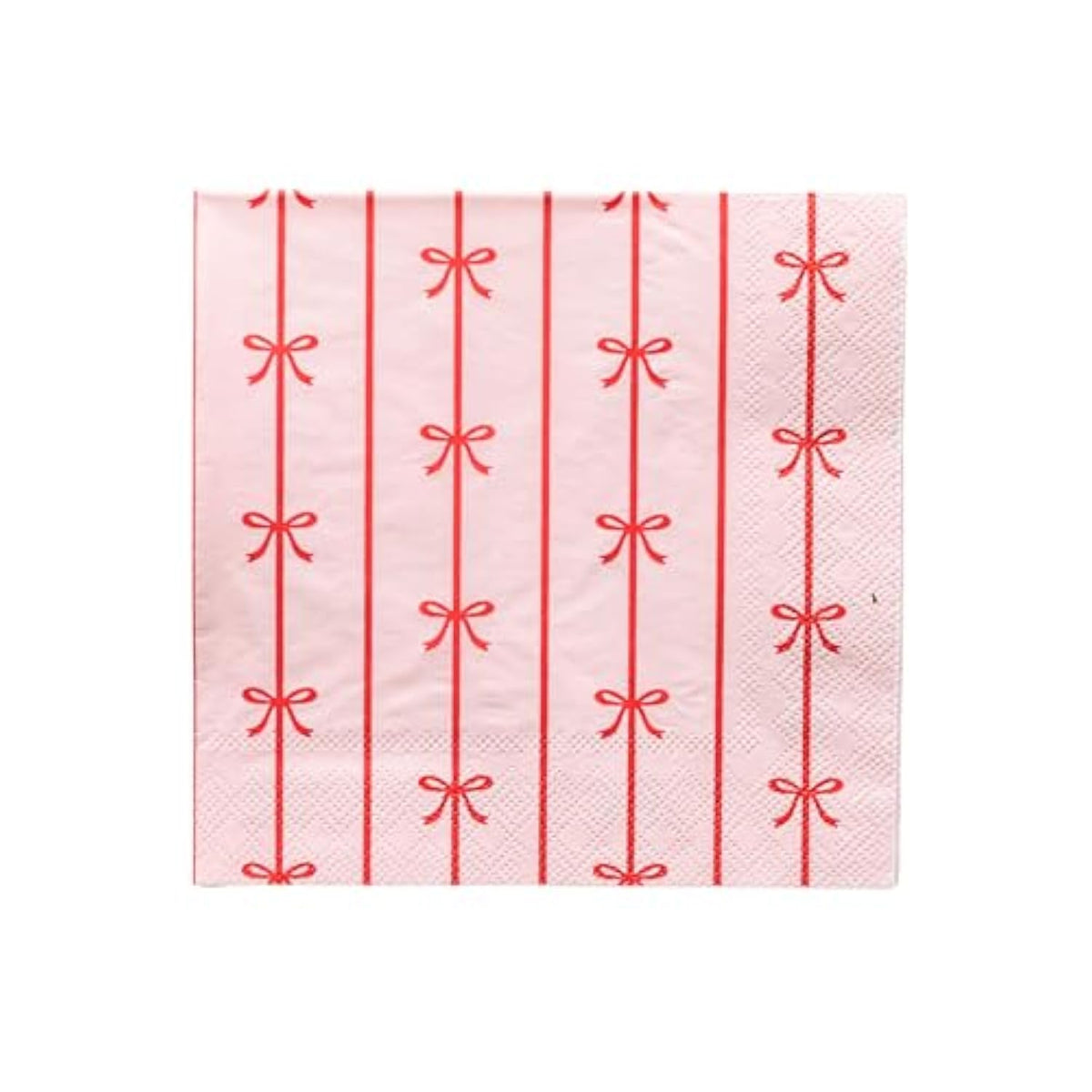 Red And Pink Bow Large Paper Napkins | Premium Party Table Decor, Holiday Decorations, Bachelorette| Happy Birthday Decorations, Lunch Napkins, 3-Ply Paper, Pack Of 20, 6.5" Folded