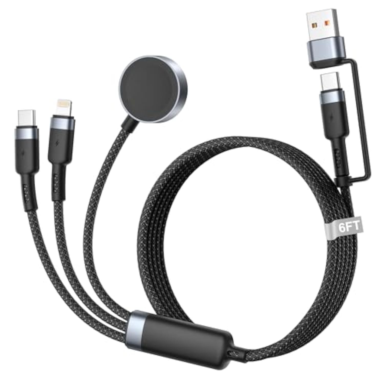 6Ft Iwatch Charger 3 In 2 Multi Charging Cable With Iwatch Charger Fast Charging For Iwatch Series 10/9/8/7/Se/6/5/4/3/2, Iphone And Iwatch Cable Cord For Iphone 16/15/14/13/12