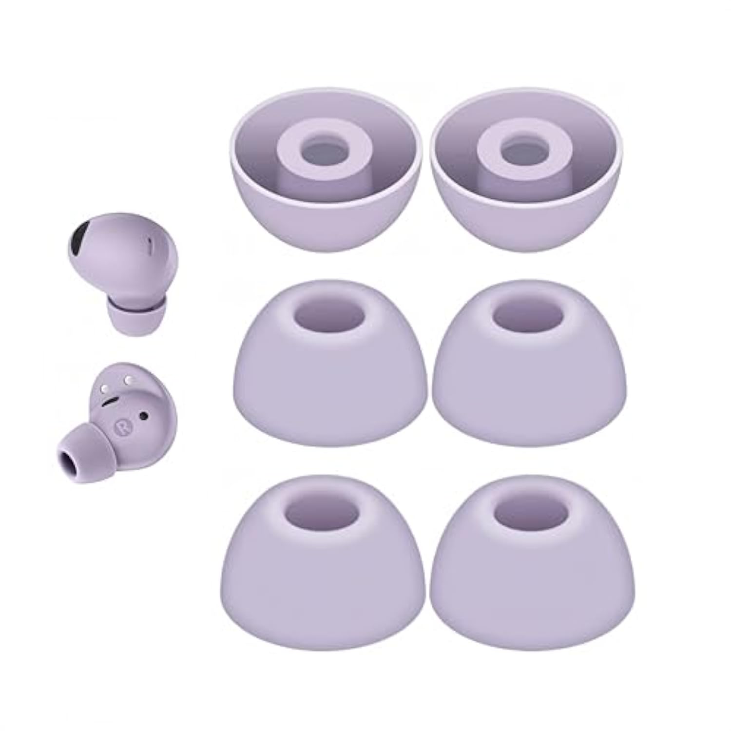 3 Pairs Galaxy Buds 2 Pro Ear Tips, Soft Silicone Washable Ear Tips, Compatible With Galaxy Buds 2 Pro 2022 Sm-R510 Earbuds Tips, Fit In Charging Case Replacement Ear Tips Purple, Large