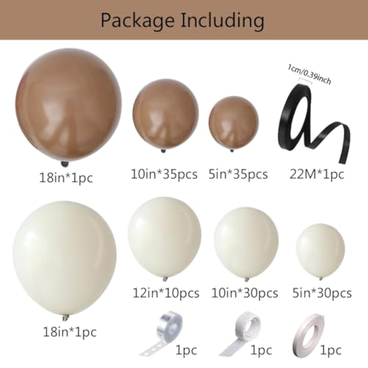 Double-Stuff Pearl White Sand Balloon Garland Arch Kit, 132Pcs 18/10/5 Inch Balloons With Metallic Gold For Wedding, Bridal, Baby Shower, Birthday, Anniversary Parties