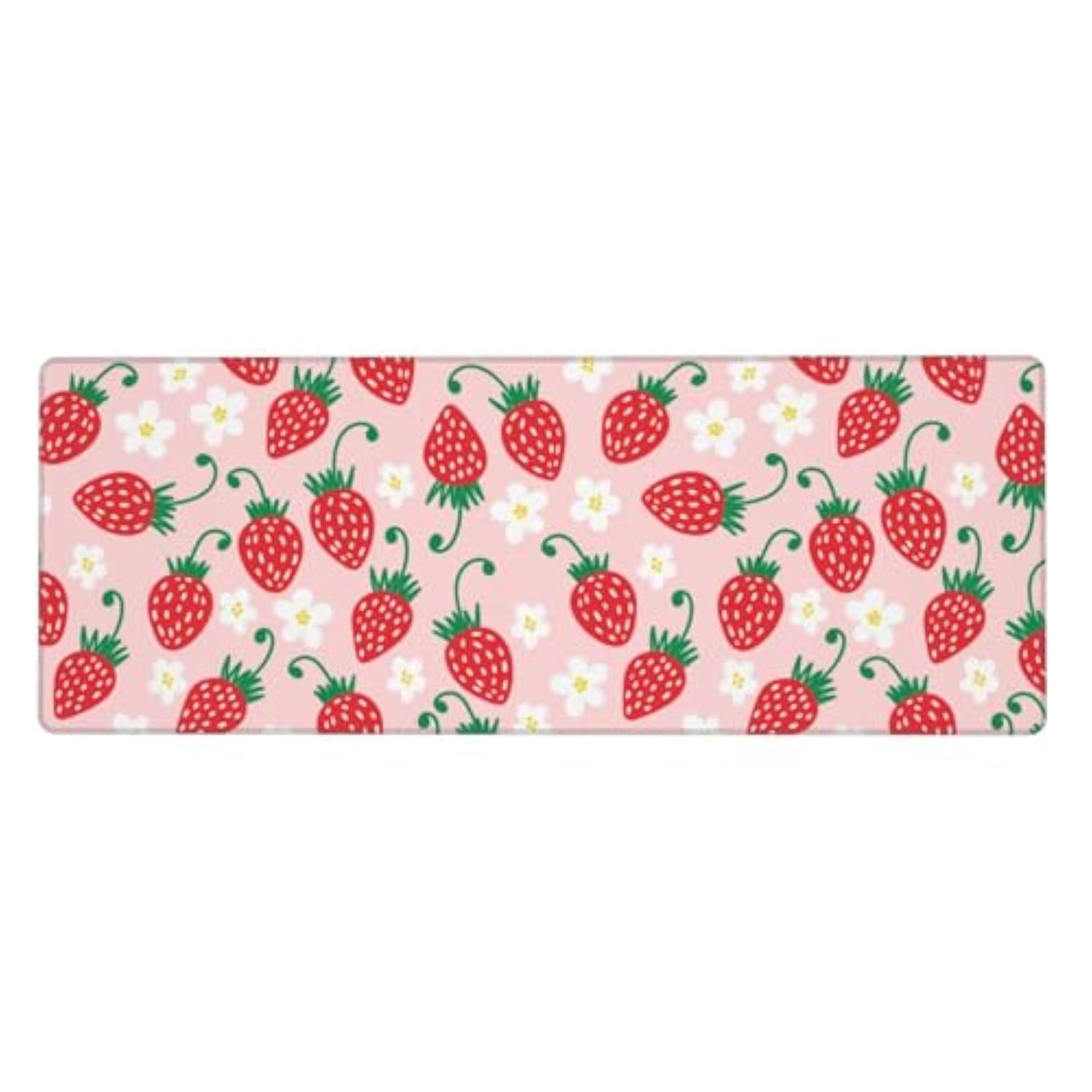 Pink Strawberry Mouse Pad, Large Desk Mat Xl Gaming Keyboard Mat Non-Slip Rubber Base Big Extended Desk Protector For Home Office 31.5"X11.8"