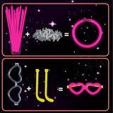 60pcs 8in Pink Glow Sticks with Connectors Heart Glasses Party Supplies