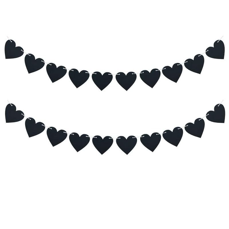 2 Pack Black Felt Heart Garland Banner For Valentines Banner Gothic De