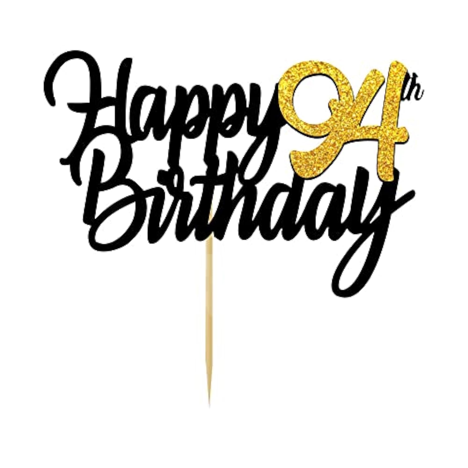 Happy 94Th Birthday Cake Toppers Glitter 94Th Anniversary Cake Topper 94 Years Loved Bday Decorations 94 Gold Birthday Cake Decorations Ninety-Four Party Supplies For Women Men(Black Gold)