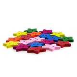 100 Pcs Colorful Wooden Star Buttons With 2 Holes Rustic Buttons For C