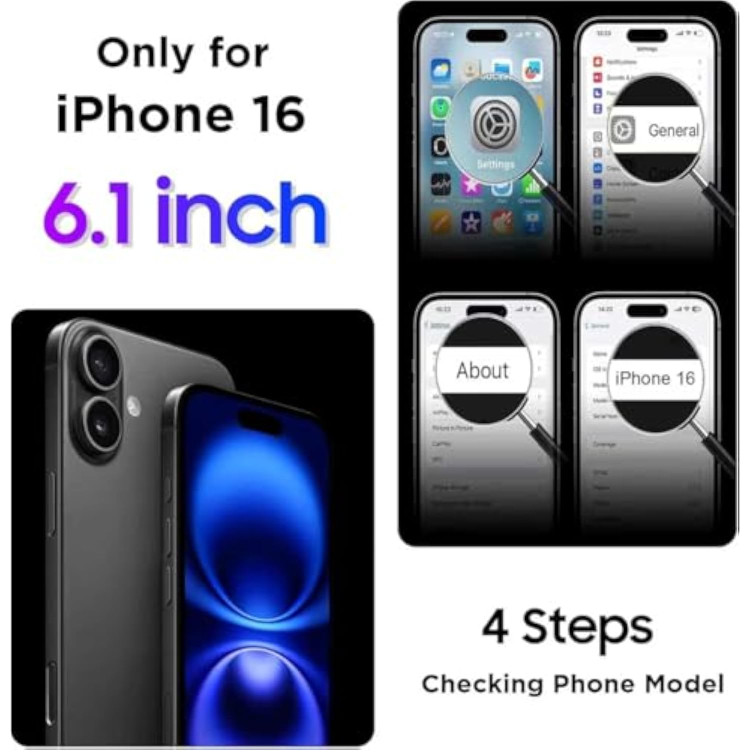 Waterproof iPhone 16 Case, Built-in Screen & Camera Protector, Shockproof, 6.1"