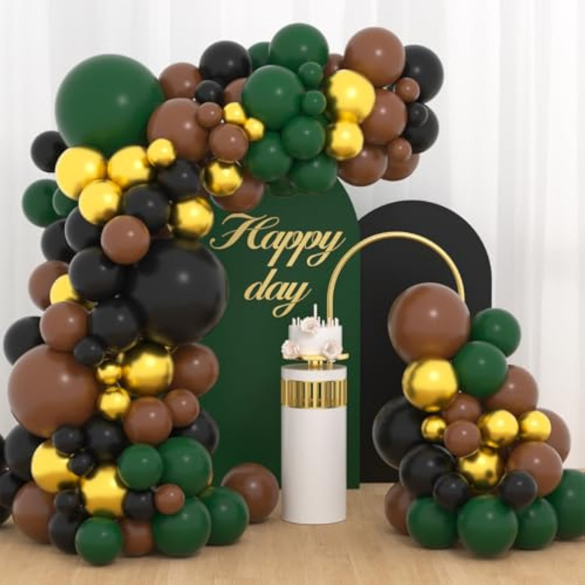 Dark Green Black Gold Brown Balloon Garland Arch Kit - 122Pcs Dark Gre