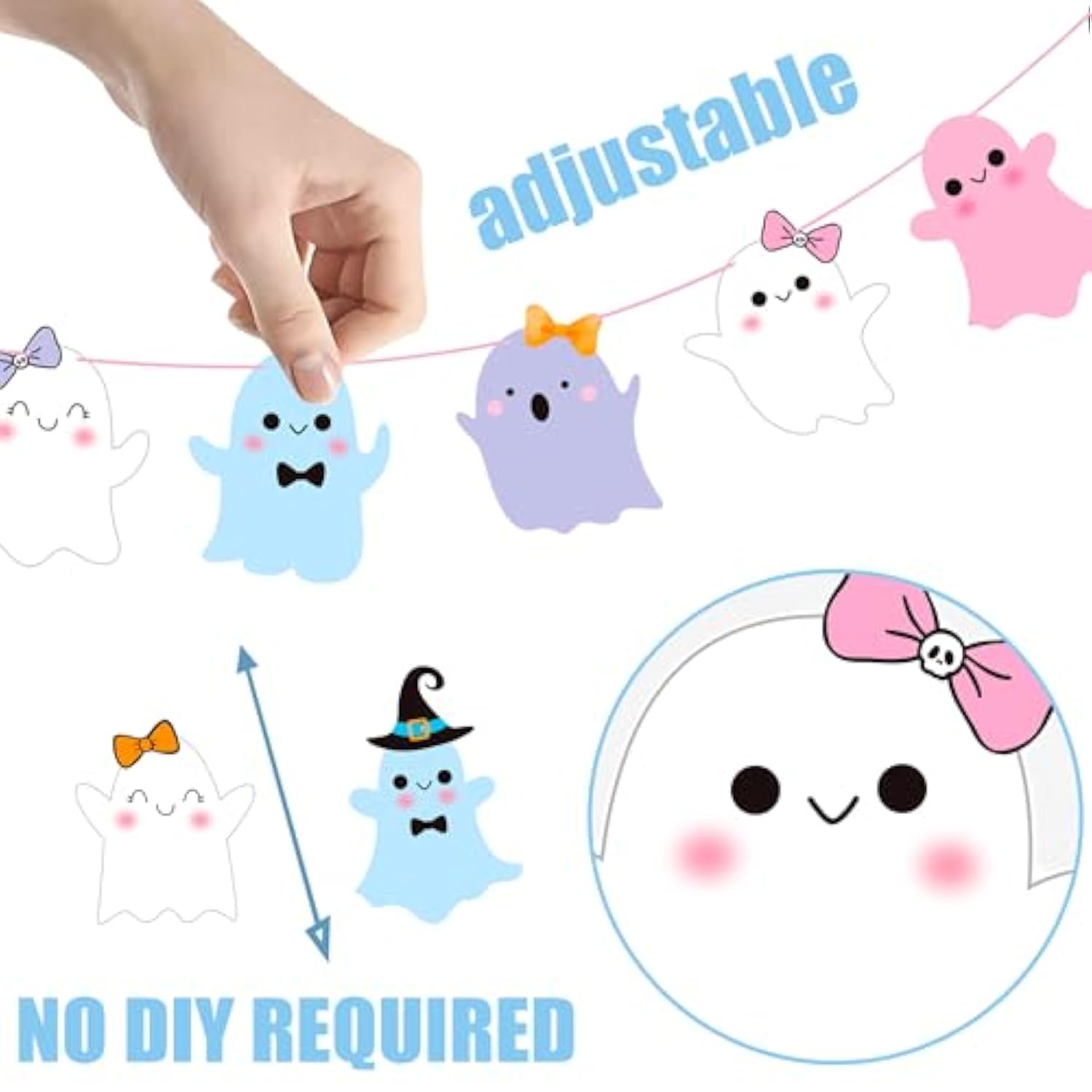 Halloween Ghost Banner 2Pcs Soft Color Double Sided Ghost Party Decorations Kids