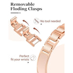 Rose Gold Slim Watch Bands For Women Compatible With Apple Watch 38Mm 40Mm 41Mm 42Mm (S10) Jewelry Dressy Bracelet Metal Strap Adjustable For Iwatch Series 10/9/8/7/6/5/4/3/2/1/Se