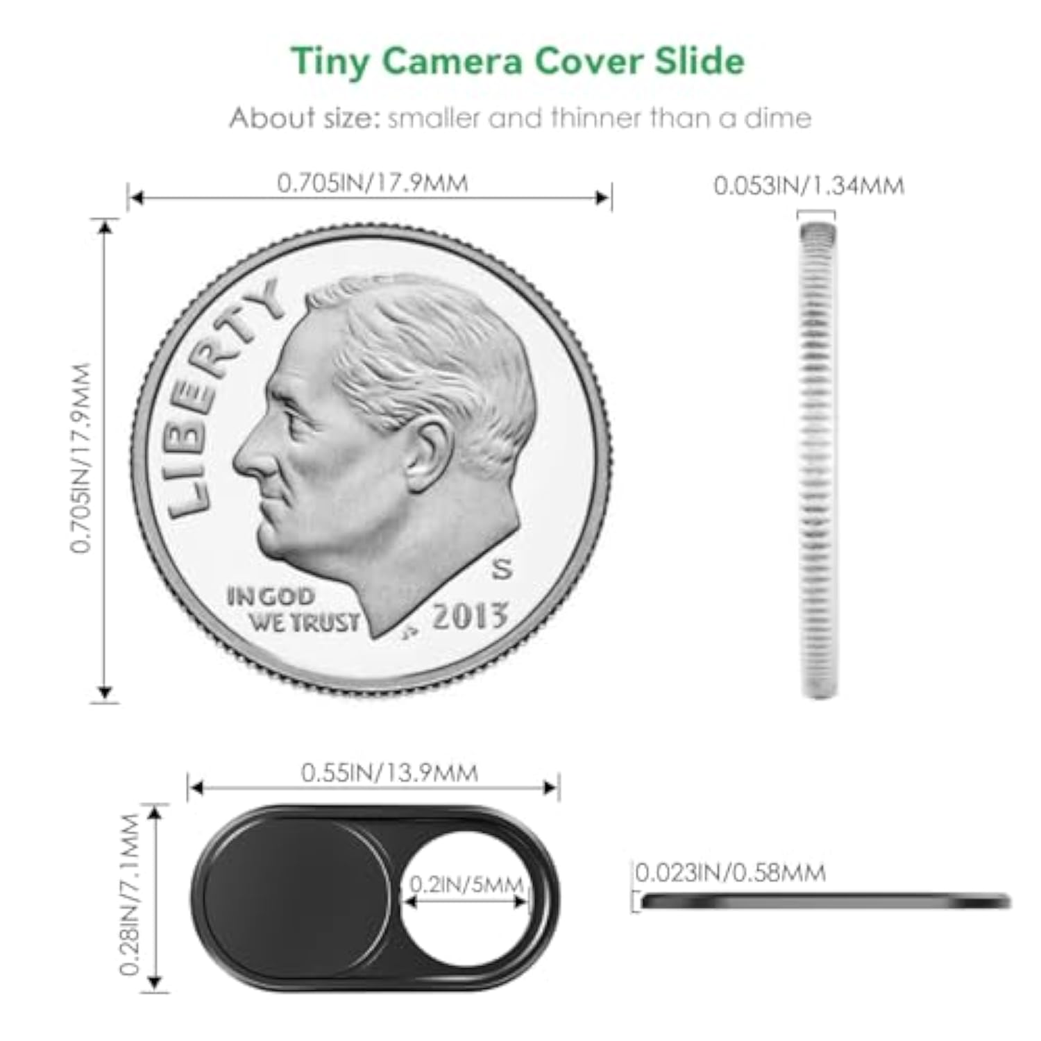 Webcam Cover Slide[2-Pack], 0.023 Inch Ultra-Thin Metal Web Camera Cover For Macbook Pro, Imac, Laptop, Pc, Ipad Pro, Iphone 8/7/6 Plus, Protect Your Visual Privacy [Black]