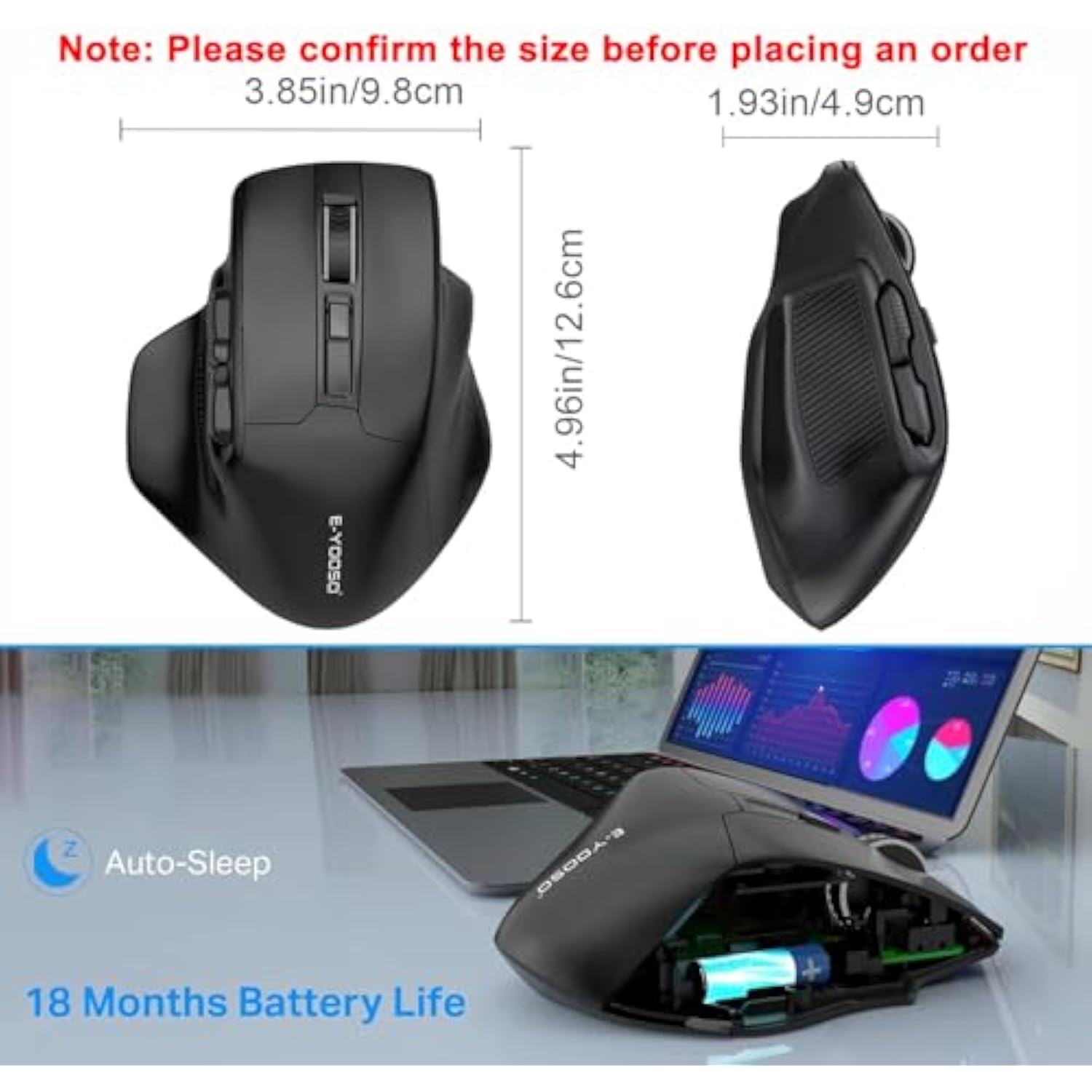 Large Bluetooth Wireless Mouse, 3 Modes Bluetooth 5.0&3.0 Mouse, X-31 Large Mo