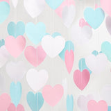 Blue Pink White Party-Decorations Gender-Reveal - 52Ft Paper Heart Garland Streamer Banner Birthday Decorations Baby Shower Decorations Gender Neutral Decorations Bridal Wedding