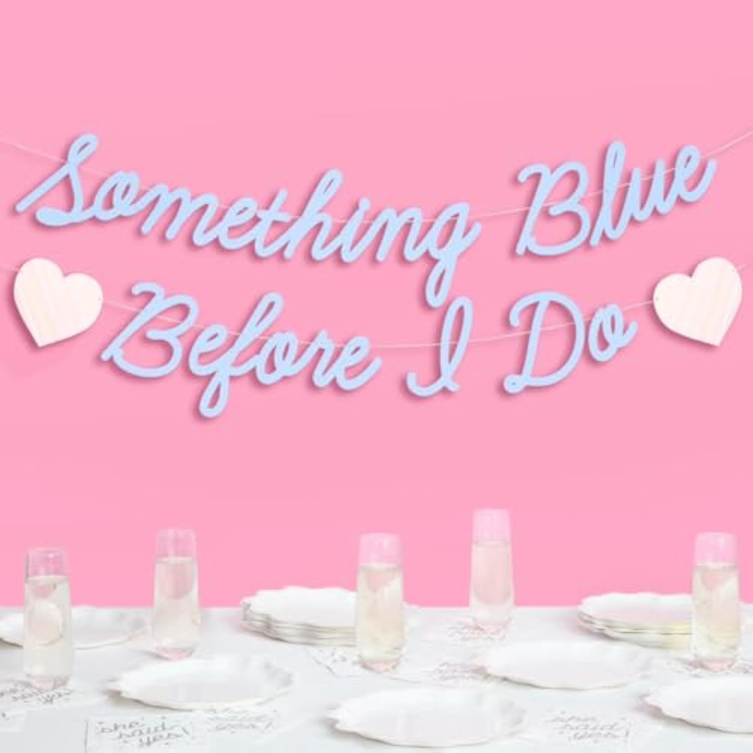 Something Blue Before I Do Banner Matte Blue 5.5Ft Bachelorette Engagement Decor
