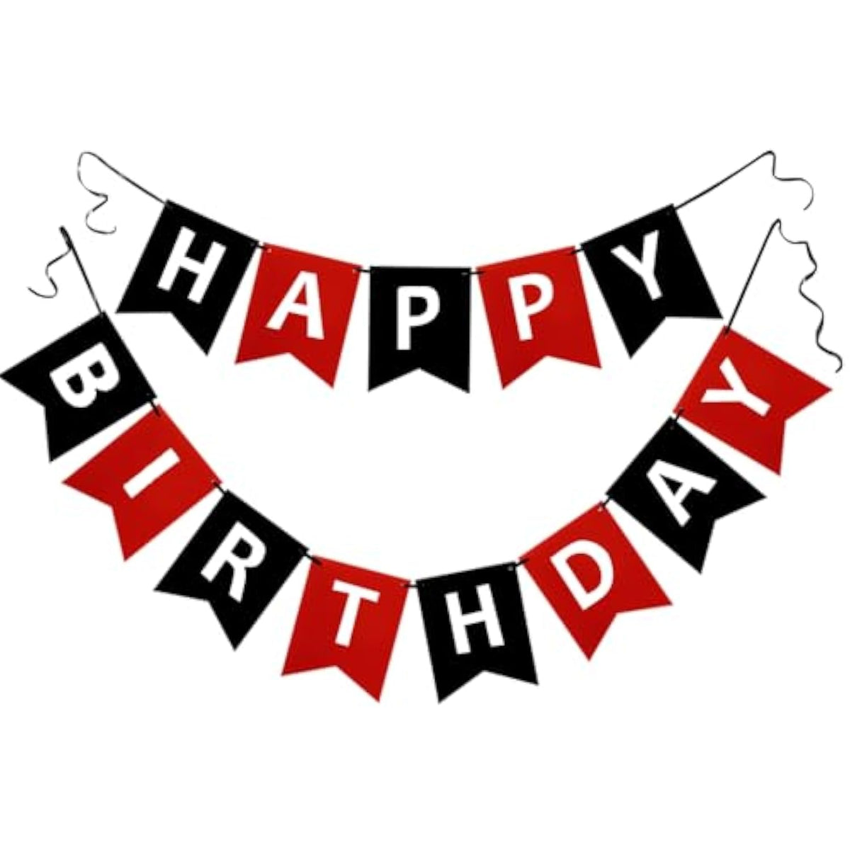 Happy Birthday Banner Black Red Racing Theme Party Garland Decor 13Pcs