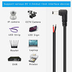 2 Pack 90 Degree Dc Power Pigtails Cable, Right Angle Dc 5.5Mm X 2.1Mm Male Plug To Bare Wire Open End Power Supply Replacement Repair Cord, For Monitors, Led Strip Light, Camera,3Ft 1M