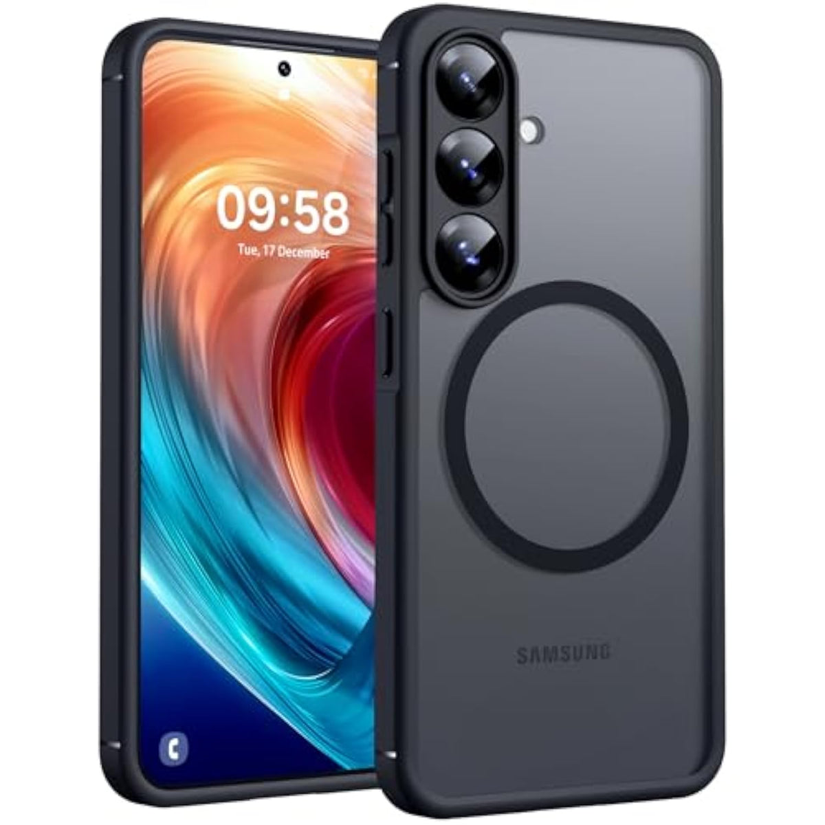 Magnetic For Samsung Galaxy S25 Case, Upgraded Full Camera Protection, Compatible With , Drop Protection Slim Matte Back Cover For Samsung Galaxy S25 6.2-Inch (Black)
