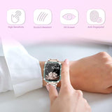 Bling Case for Apple Watch Series 7/8/9 45mm with Tempered Glass Screen Protector and Premium Glitter Diamond Hard PC Protective Glossy Bumper Cover for Women and Girls
