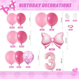 Light Pink Balloon Garland Arch Kit With Baby Pink 40 Inch Number 3 Balloon And Bow Foil Balloon, 3Rd Birthday Decorations For Girl Princess 3 Year Old Birthday Party Baby Shower Anniversary Wedding